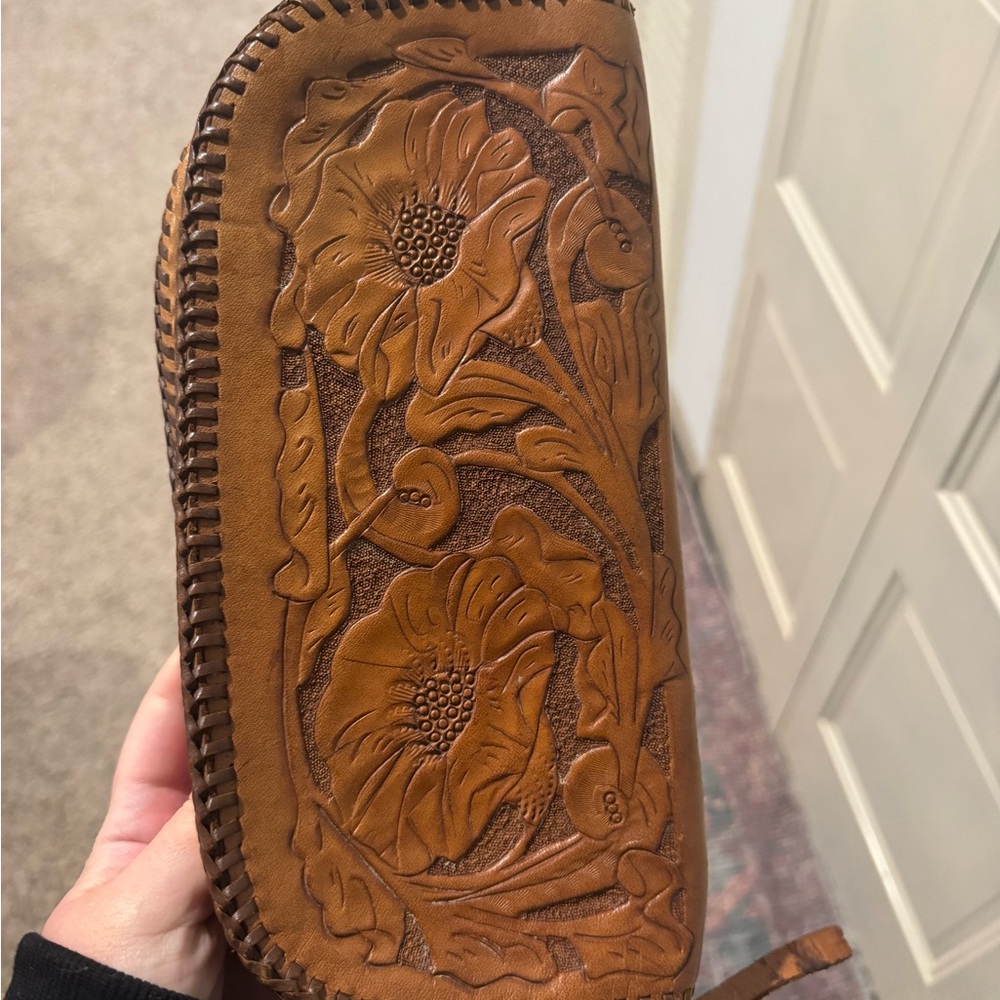 Floral Embossed Leather Wallet
